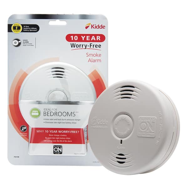 Kidde 10 Year Worry-Free Sealed Battery Smoke Detector with Photoelectric Sensor and Voice Alarm