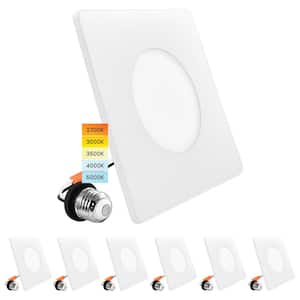 3-4 in. Square Integrated LED Flush Mount & Recessed Light, 7.5W, 5CCT, 650LM, Dimmable, J-Box or 4 in. Housing (6-Pack)