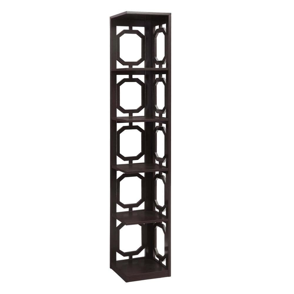 Convenience Concepts 63.75 in. Espresso Wood 6-shelf Corner Bookcase ...