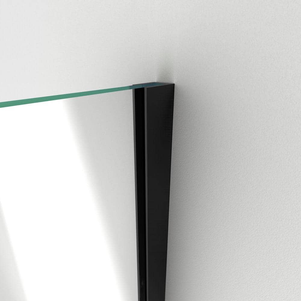 Unidoor Plus 61" Frameless Clear Glass Hinged Shower Door in Black