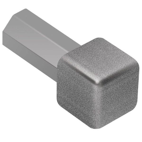 Schluter Quadec Pewter Textured Color-Coated Aluminum 3/8 in. x 1 in. Metal Inside/Outside Corner