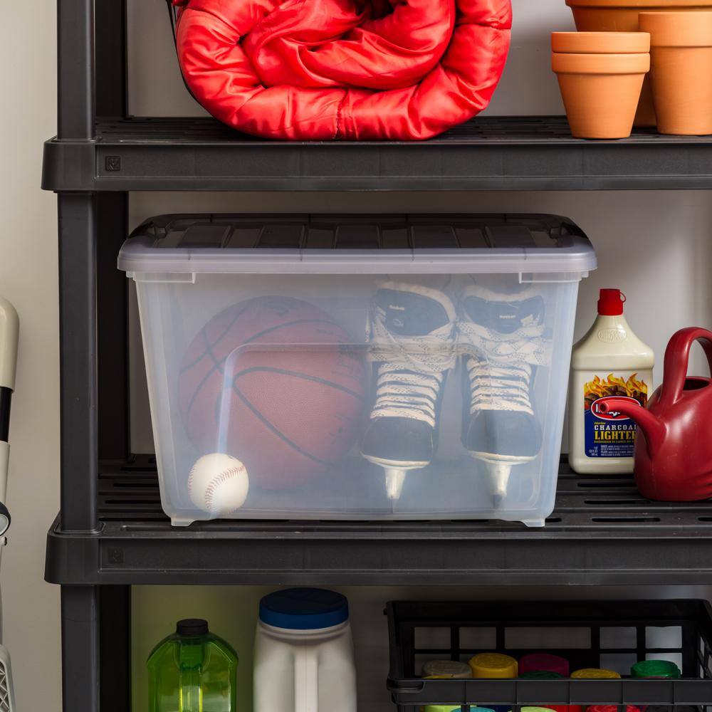53 Qt Clear Stackable Plastic Storage Bin with Lid