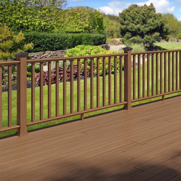 6 ft. Walnut-Tone Southern Yellow Pine Routed Rail Kit with SE Balusters
