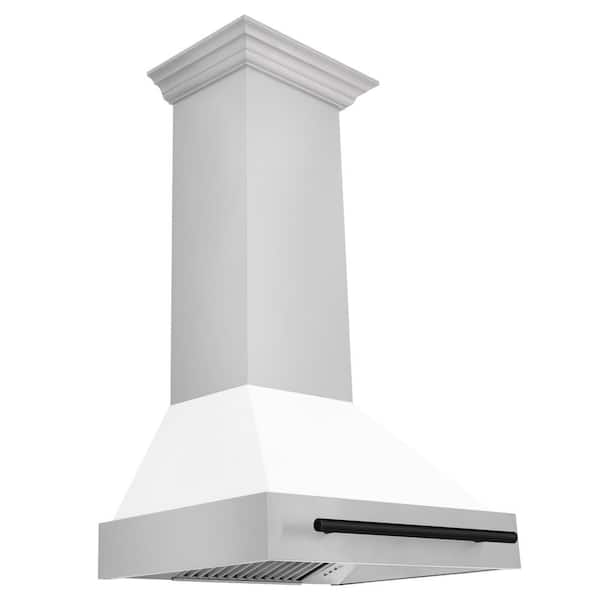 ZLINE Kitchen and Bath Autograph Edition 30 in. 400 CFM Ducted Vent Wall Mount Range Hood in Stainless Steel, White Matte & Matte Black