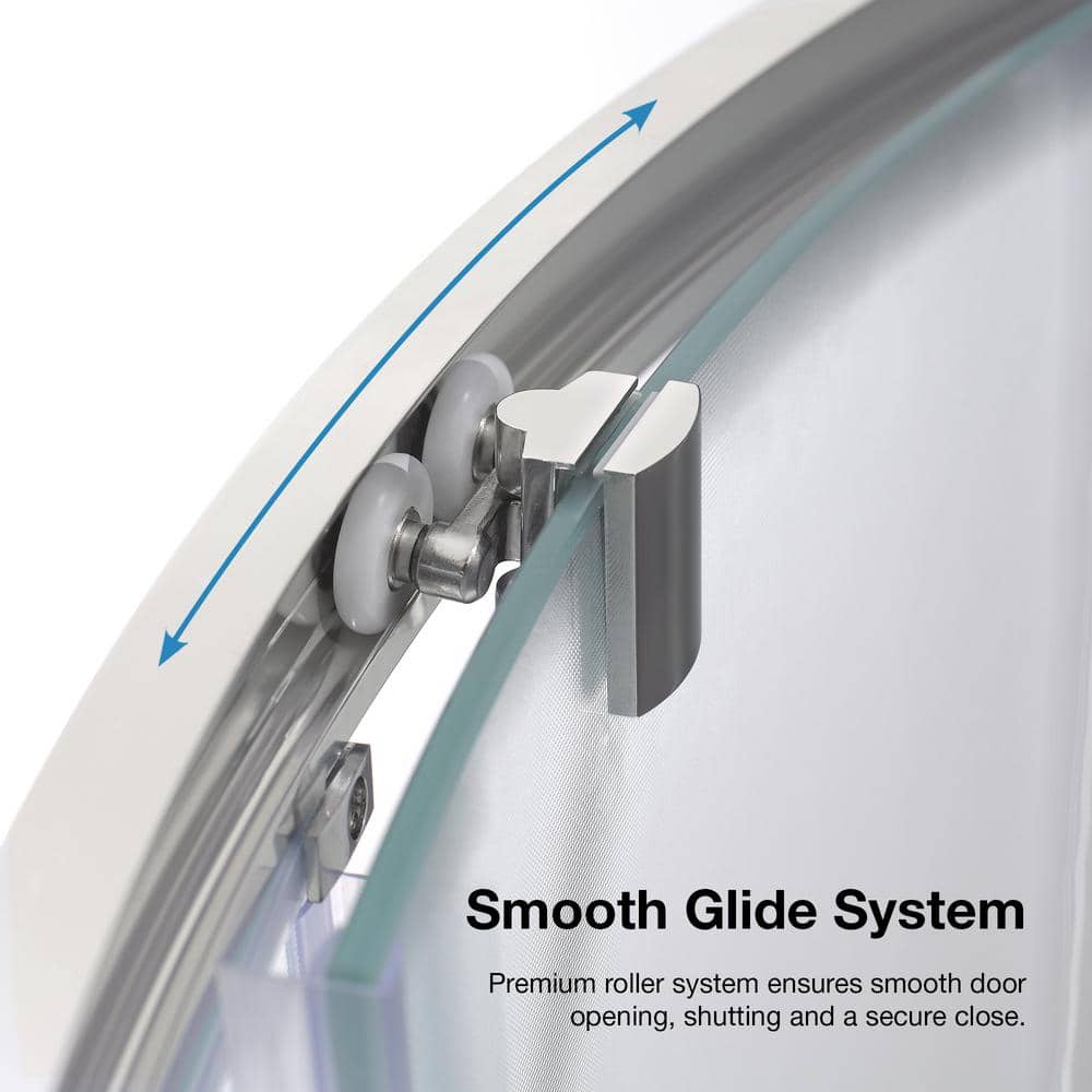 Breeze 34" Frosted Glass Round Corner Shower Kit with Nickel Hardware