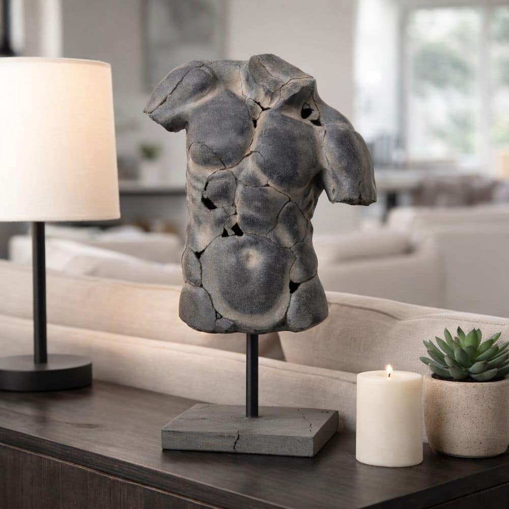 Liv & Skye Brown 15 in. x 25 in. Resin Cracked Man Torso