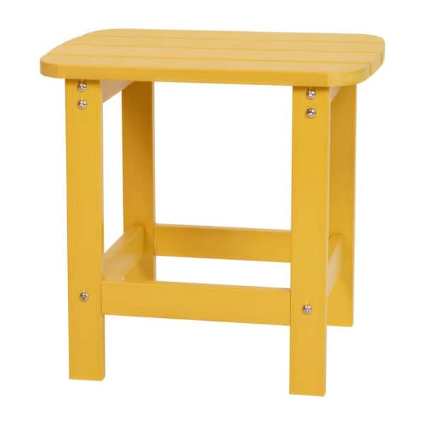 Carnegy Avenue Yellow Faux Wood Resin Rectangle Outdoor Side Table