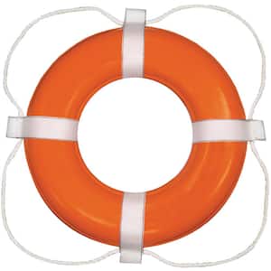 Vinyl Coated Foam Life Ring, 20 in. Orange With White Rope, 1/case