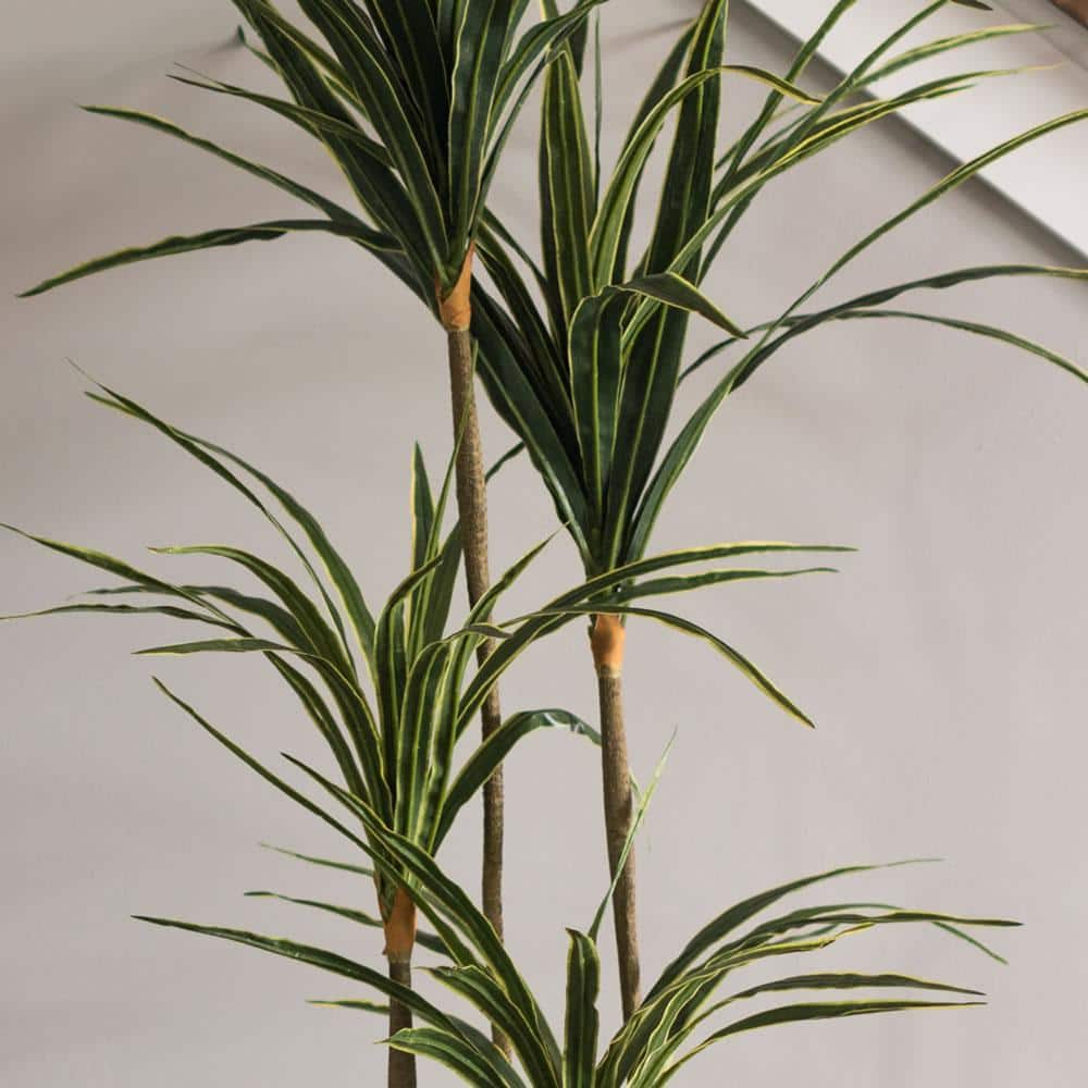 Tiny Green and Yellow Faux Yucca in Black Plastic Pot