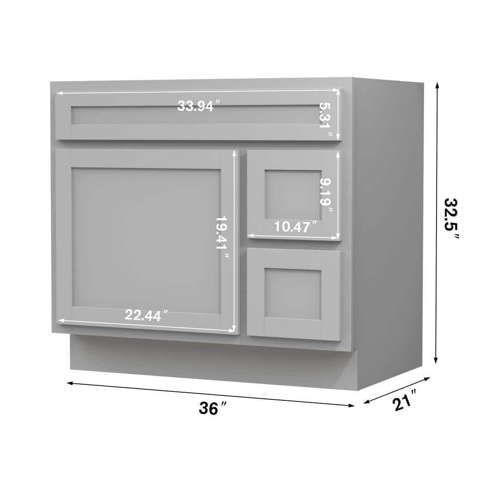 Gray Painted Freestanding Bathroom Vanity Cabinet with Shelves
