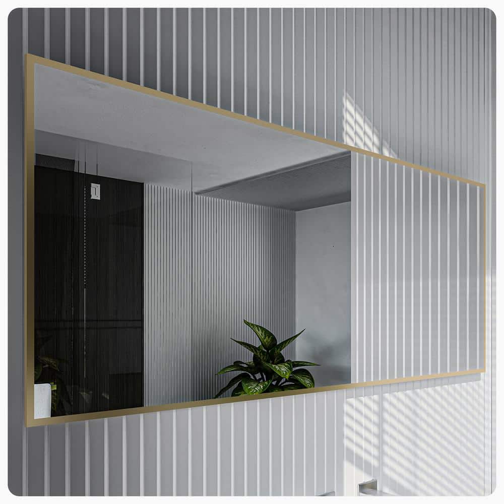 Gold Full Length Rectangular Modern Bathroom Mirror