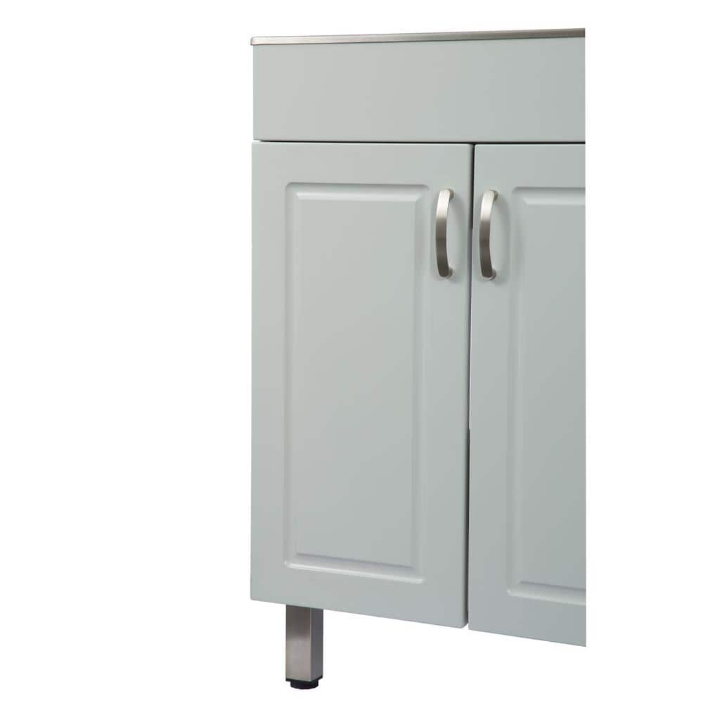 Stainless Steel Utility Sink with White Storage Cabinet