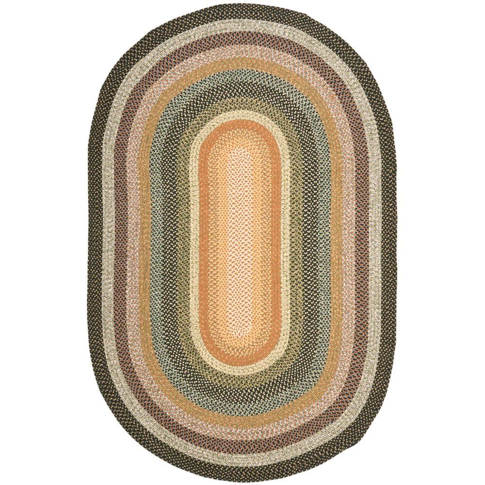 Braided Multi Machine 10 ft. x 14 ft. Machine Washable Border Interlaced Oval Area Rug price history on PriceWatchPro