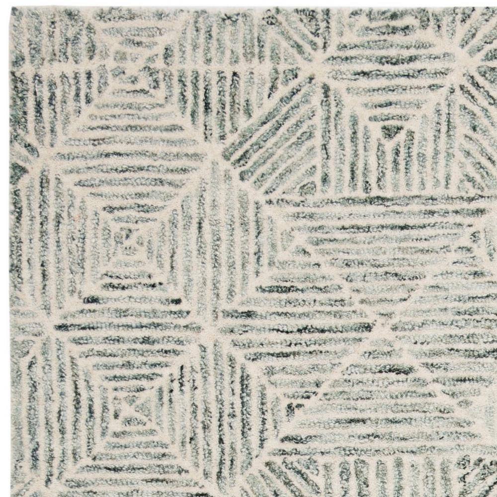 Lush Abstract Light Green Hand-Tufted Wool Area Rug 4' x 6'