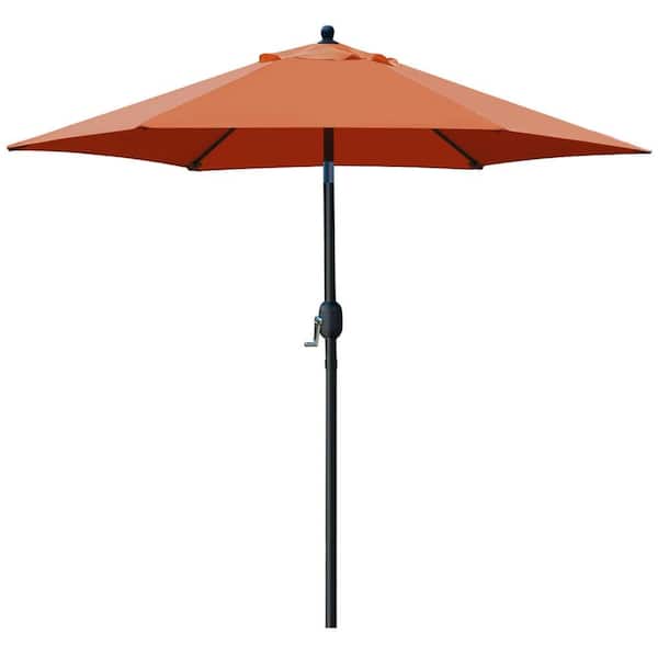 Unbranded 7.5 ft. Aluminum Pole Market Push Button Tilt Patio Umbrella in Orange