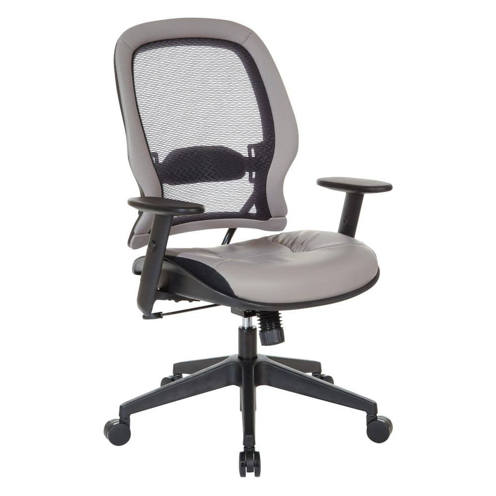 Office Star Ventilated Manager's Office Desk Chair with Breathable Mesh  Seat and Back, Black Base, Grey