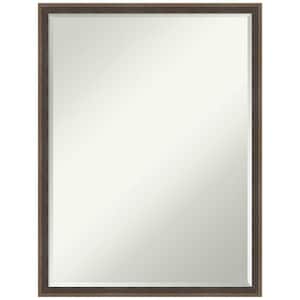 Hardwood Wedge Mocha 19.25 in. x 25.25 in. Petite Bevel Modern Rectangle Wood Framed Bathroom Wall Mirror in Brown