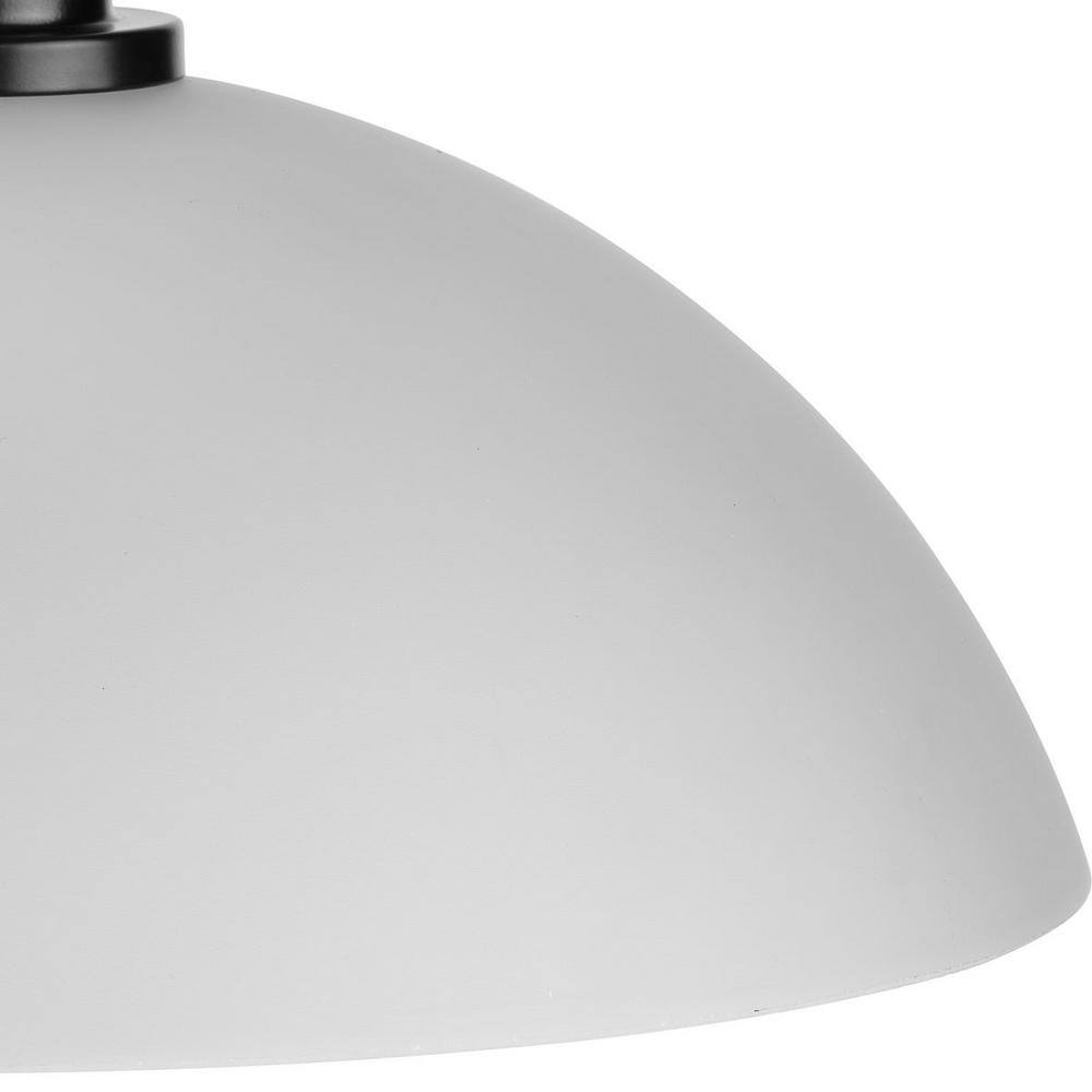 Matte Black Glass Dome Pendant Light with Nickel Accents