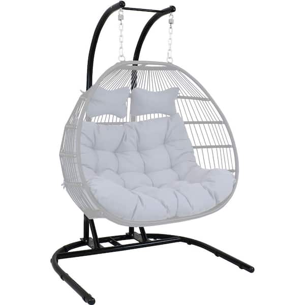 Sunnydaze Deluxe 6.5 ft. Metal U-Shaped Hanging Chair Hammock Stand in Black