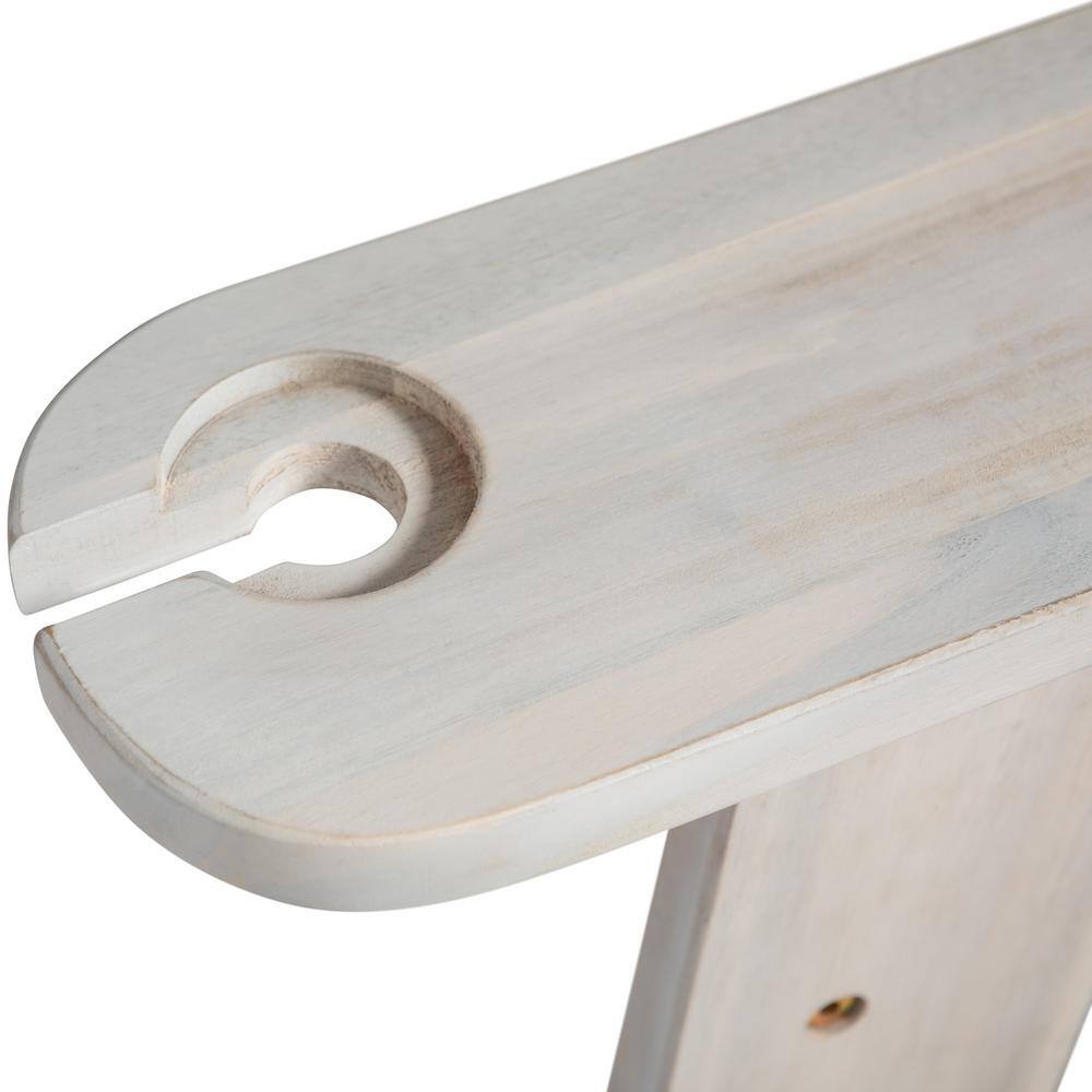 White Wash Acacia Wood Outdoor Adirondack Chair with Arms