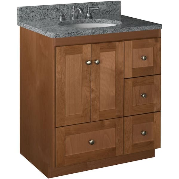 Simplicity by Strasser Shaker 30 in. W x 21 in. D x 34.5 in. H Bath Vanity Cabinet without Top in Medium Alder