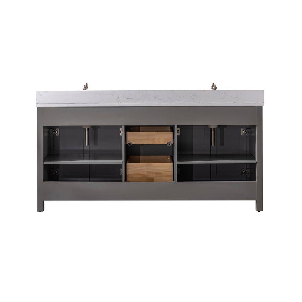 Jasper 72" Gray Double Bathroom Vanity with Carrara White Top