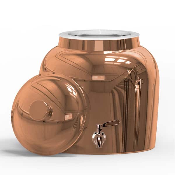 GEO 5 gal. Porcelain Ceramic Crock Beverage Serveware with Stainless Steel Faucet and Lid