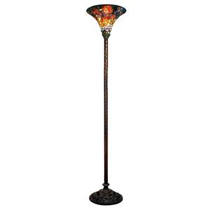72 in. Antique Bronze Rose Stained Glass Floor Lamp with Foot Switch