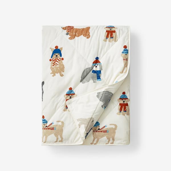 The Company Store Company Essentials LoftAIRE Multi Holiday Dogs in Winter Throw Blanket