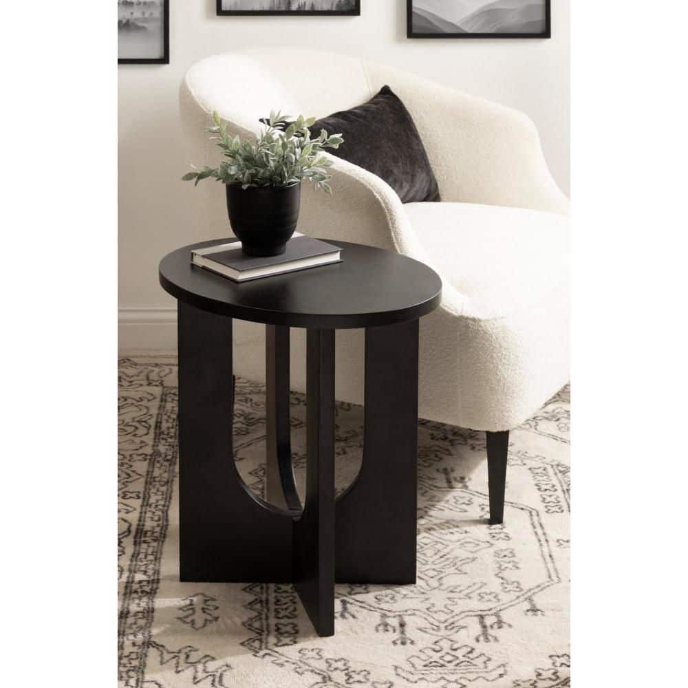 6johan WAVE SIDE TABLE クリアブラック Kate and Laurel Sureda 20 in. Black Oval Solid Wood End Table