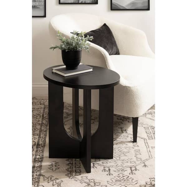 Kate and Laurel Sureda 20 in. Black Oval Solid Wood End Table