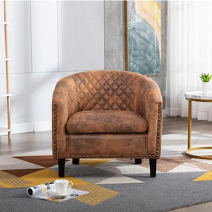 Antique Brown Upholstered Fabric Accent Chair for Living Room Recliner Chair Club Chair Arm Chair with Nailhead Trim