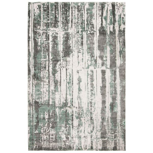 Mirage 6 ft. x 9 ft. Silver/Gray Distressed Striped Area Rug