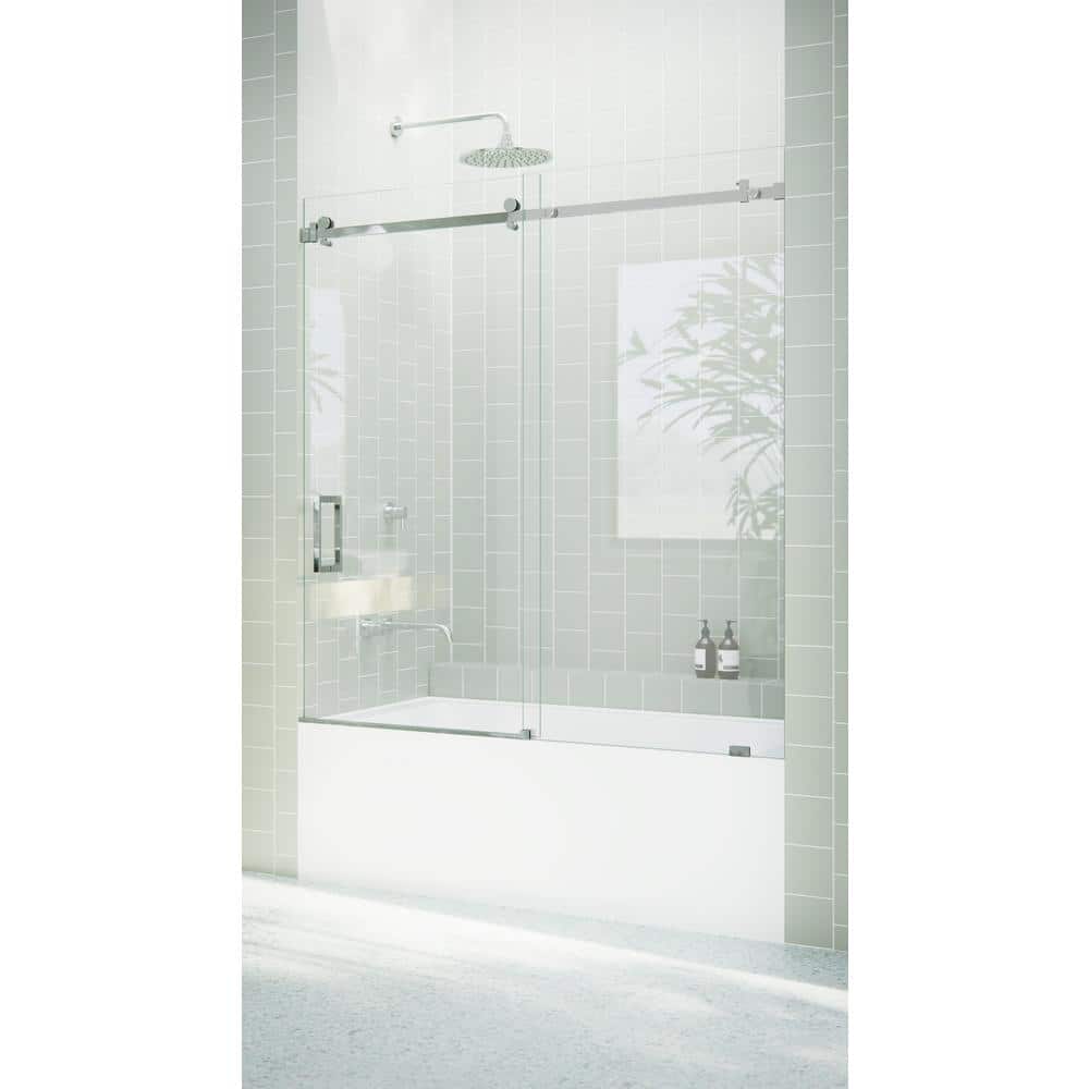 Astro 60" High x 56" Wide Frameless Sliding Bathtub Door in Chrome