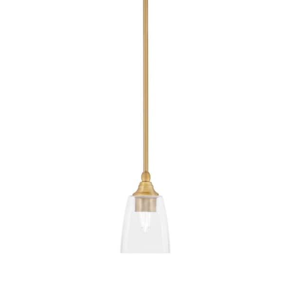 Unbranded Sparta 100-Watt 1-Light New Age Brass Shaded Pendant Light Mini Pendant with Clear Bubble and No Blulb Included