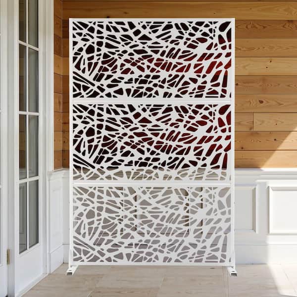 TUYOHW 72 in. H x 47 in. W Metal Privacy Screen for Deck Patio Balcony ...