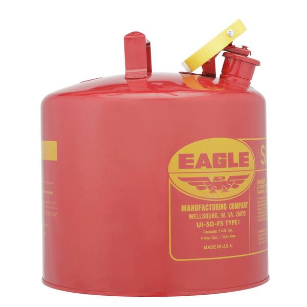 Eagle 5-Gallon Metal Gasoline Safety Can Gas Fuel Tank Galvanized Steel w Funnel 