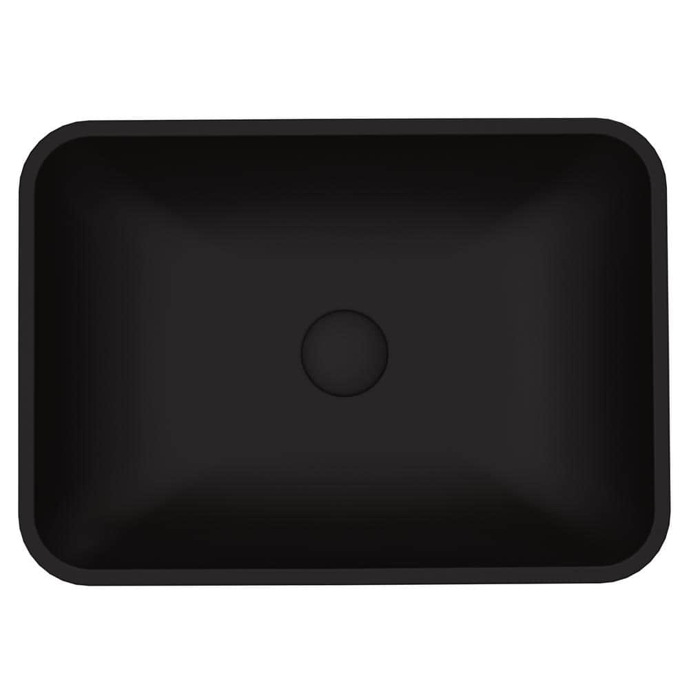 Matte Black Glass Rectangular Vessel Bathroom Sink