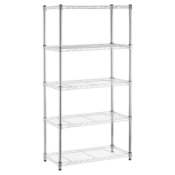 EFINE Chrome 5-Tier Rolling Heavy Duty Metal Wire Storage Shelving Unit  Caster 1 in. Pole (30 in. W x 63.7 in. H x 14 in. D) RL33656 - The Home  Depot