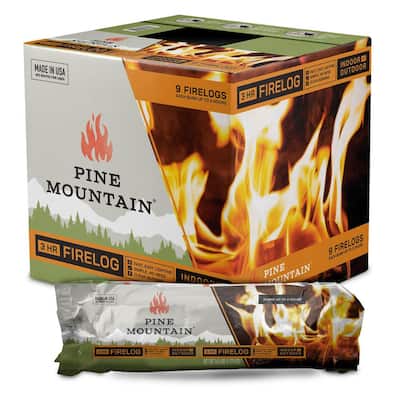 Traditional 3-Hour Firelogs, Long Burning Firelog for Fireplace, Campfire, Fire Pit, Indoor and Outdoor Use (9-Pack)