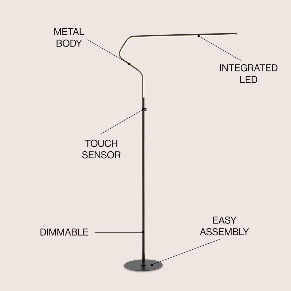 Julian Minimalist Arc 65.25" Black Matte Metal Floor Lamp