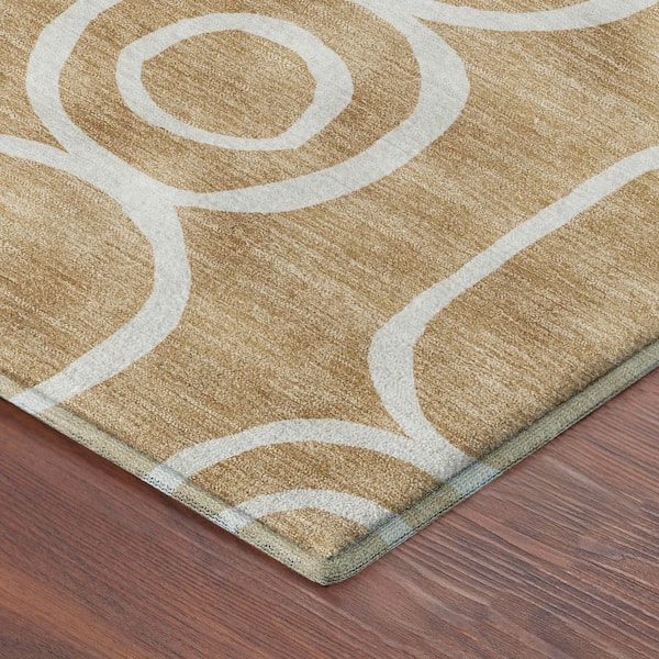Mayfield Premium Machine Washable Abstract AMF2344 Gold 10 ft. x 14 ft. Area Rug