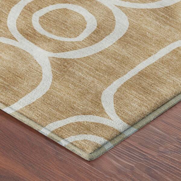 Mayfield Premium Machine Washable Abstract AMF2344 Gold 9 ft. x 12 ft. Area Rug