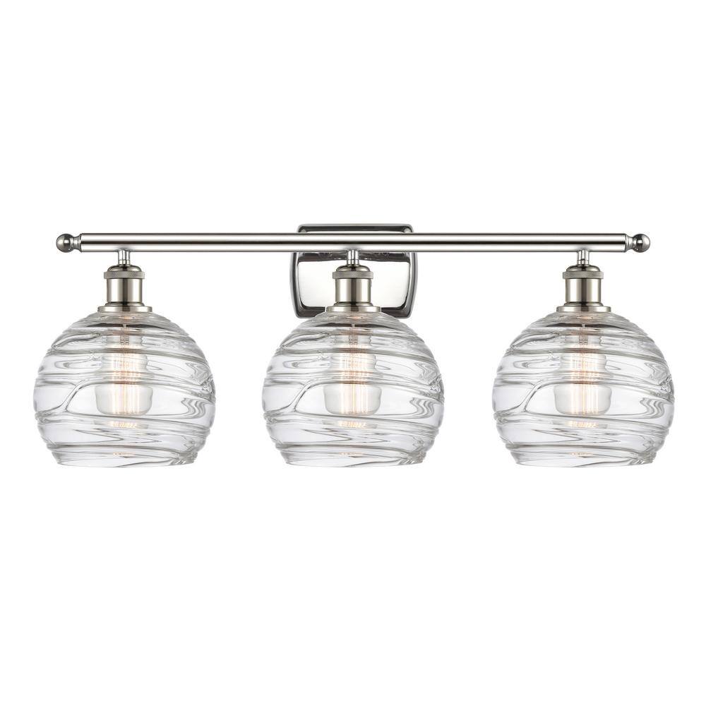 Athens Deco Swirl 26 in. 3-Light Clear Deco Swirl, Polished Nickel Vanity Light with Clear Glass Shade price history on PriceWatchPro