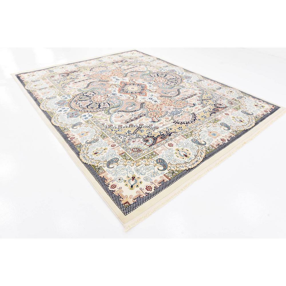 Ivory and Multicolor 8' x 10' Synthetic Rectangular Area Rug