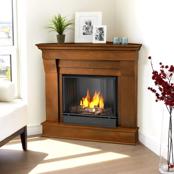 Real Flame Chateau 41 in. Corner Ventless Gel Fuel Fireplace in Espresso