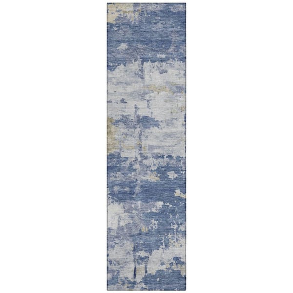 Chantille Machine Washable Indoor/Outdoor Abstract ACN2362 Navy 2 ft. x 7 ft. Runner Rug