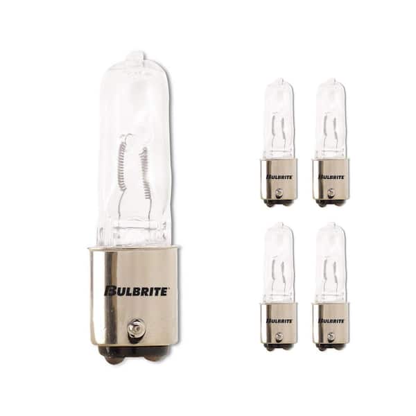 Bulbrite 100-Watt Soft White Light T4 (BA15D) Double-Contact Bayonet Screw Base Dimmable Clear Mini Halogen Light Bulb(5-Pack)