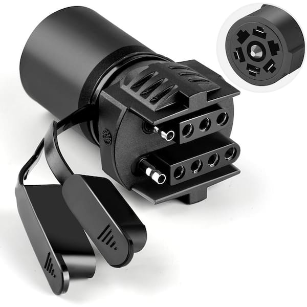 2in1 7 Pin Trailer Plug Adapter - 7 Pin to 4 Pin Trailer Adapter and 7 Pin to 5 Pin Trailer Adapter in Black