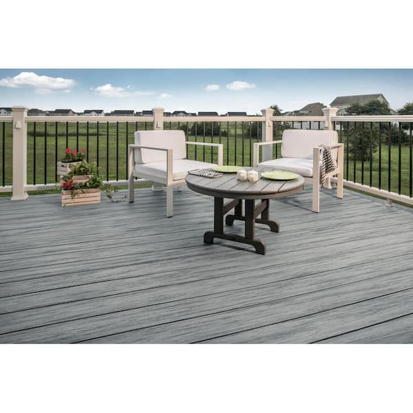 Trex Enhance Naturals 1 in. x 6 in. x 1 ft. Foggy Wharf Composite Deck Board Sample - Grey